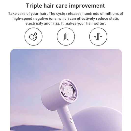 Original Xiaomi Mijia H301 Negative Ion Quick Drying Electric Hair Dryer, US Plug(Purple)
