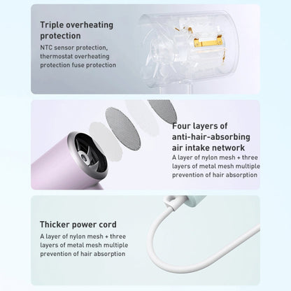 Original Xiaomi Mijia H301 Negative Ion Quick Drying Electric Hair Dryer, US Plug(Purple)