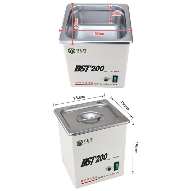 Nettoyeur à ultrasons BEST-200 en acier inoxydable de 1,5 L (tension 220 V)