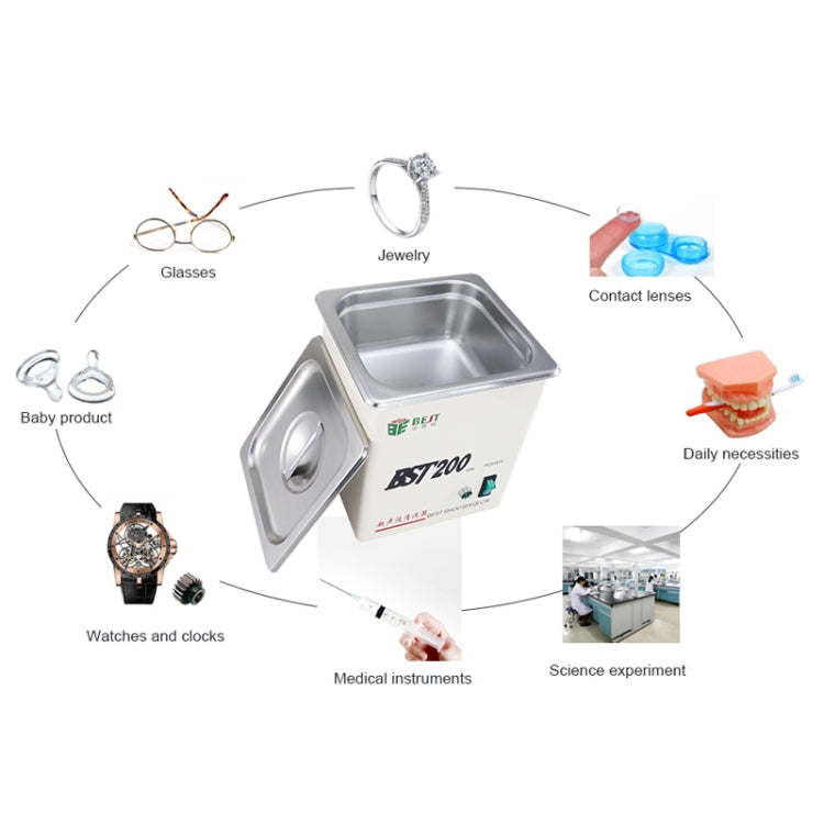 Nettoyeur à ultrasons BEST-200 en acier inoxydable de 1,5 L (tension 220 V)