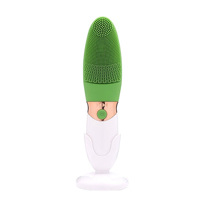 CNaier AE-618 Nettoyant Visage Électrique à Ondes Sonores en Silicone, Alimenté par Piles (Vert)