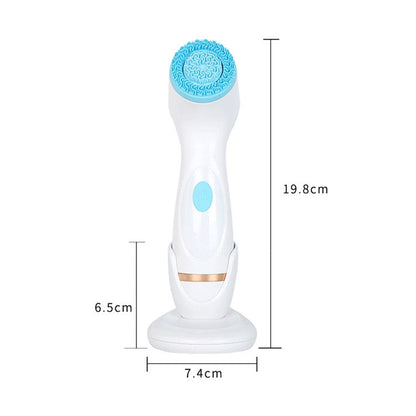 CNaier AE-868 Battery-powered Silicone Ultrasonic Vibration Face Skin Care Electric Facial Cleanser (Blue)
