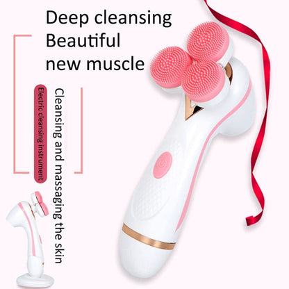 CNaier AE-878 USB Charging Silicone Face Skin Care Electric Facial Cleanser (Pink)