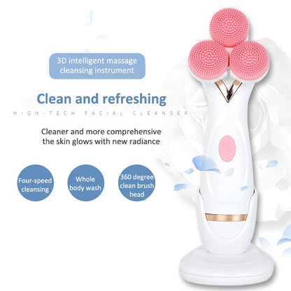 CNaier AE-878 USB Charging Silicone Face Skin Care Electric Facial Cleanser (Blue)