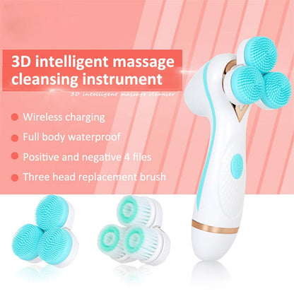 CNaier AE-878 USB Charging Silicone Face Skin Care Electric Facial Cleanser (Blue)