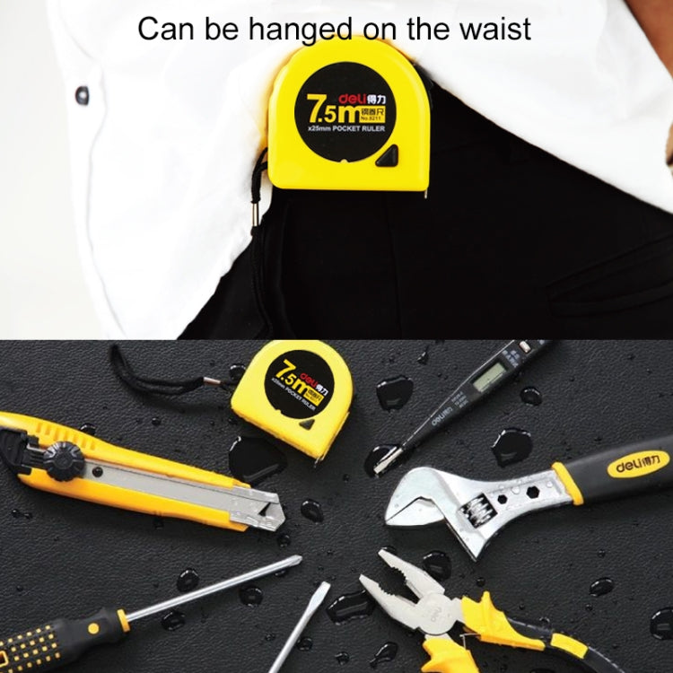 deli Retractable Ruler Measuring Tape Portable Pull Ruler Mini Tape Measure, Length: 7.5m