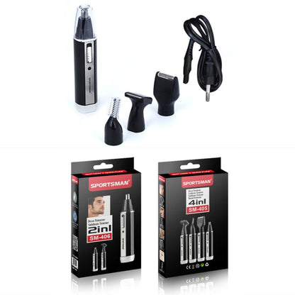 SPORTSMAN Four-in-one Rechargeable Ear Nose Trimmer Electric Shaver Beard Face Eyebrows Hair Trimmer For Men, US Plug(Black, 110V)