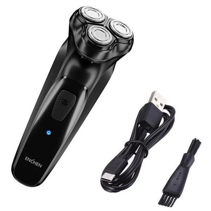Rasoir électrique rechargeable Original Xiaomi ENCHEN étanche à trois têtes rotatives à double anneau pour hommes (noir)