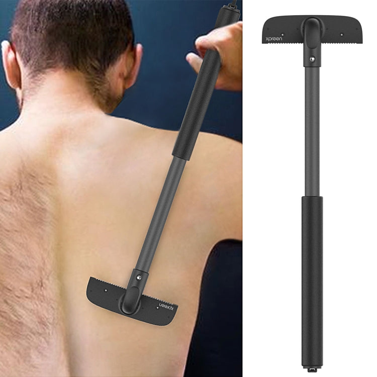 XPREEN XPRE034 Rasoir de dos ajustable avec manche extensible, lame en acier inoxydable et cordon pour homme (Noir)