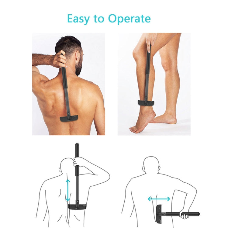 XPREEN XPRE034 Rasoir de dos ajustable avec manche extensible, lame en acier inoxydable et cordon pour homme (Noir)