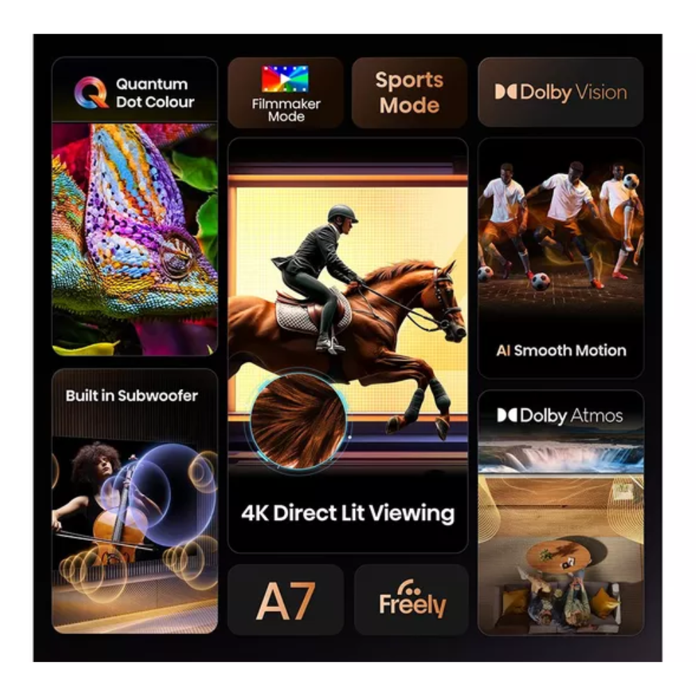HISENSE A7Q 43" QLED 4K Smart AI TV with Freely - 43A7QTUK