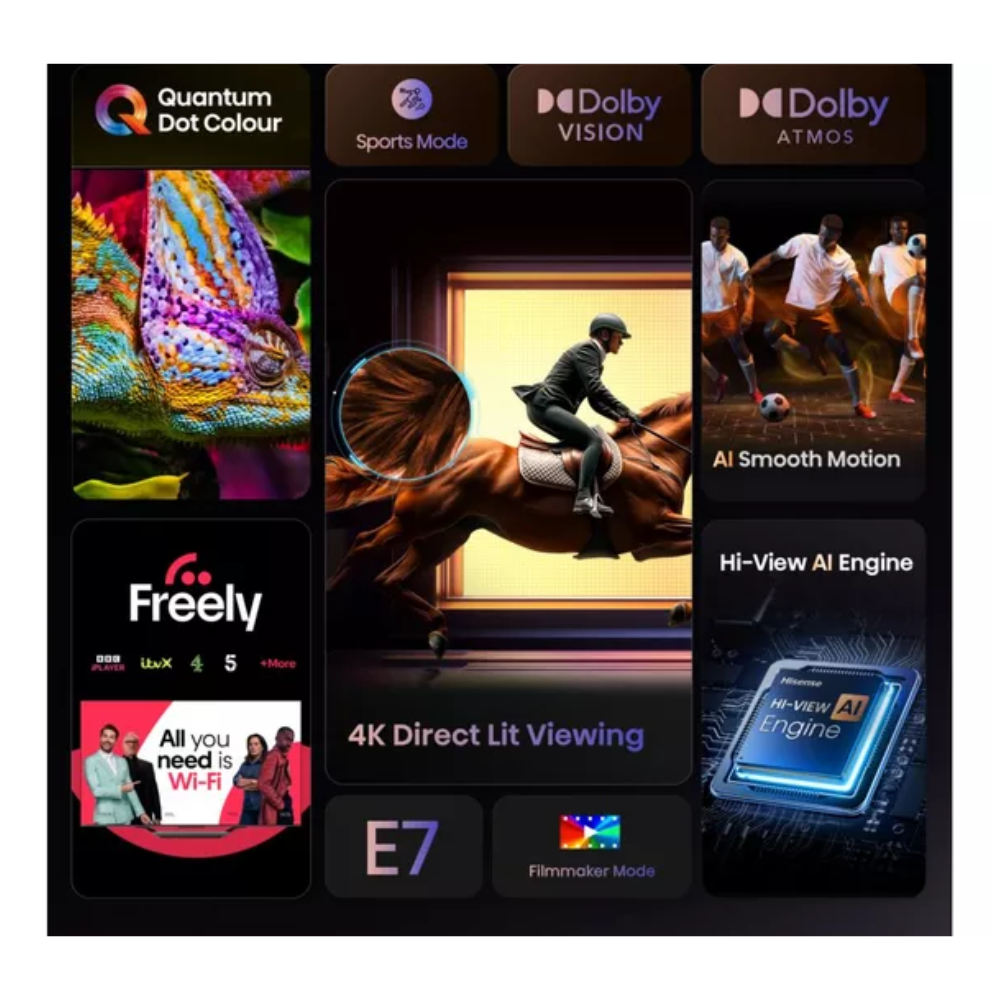 HISENSE E7Q 43" QLED 4K Smart AI TV with Freely - 43E7QTUK