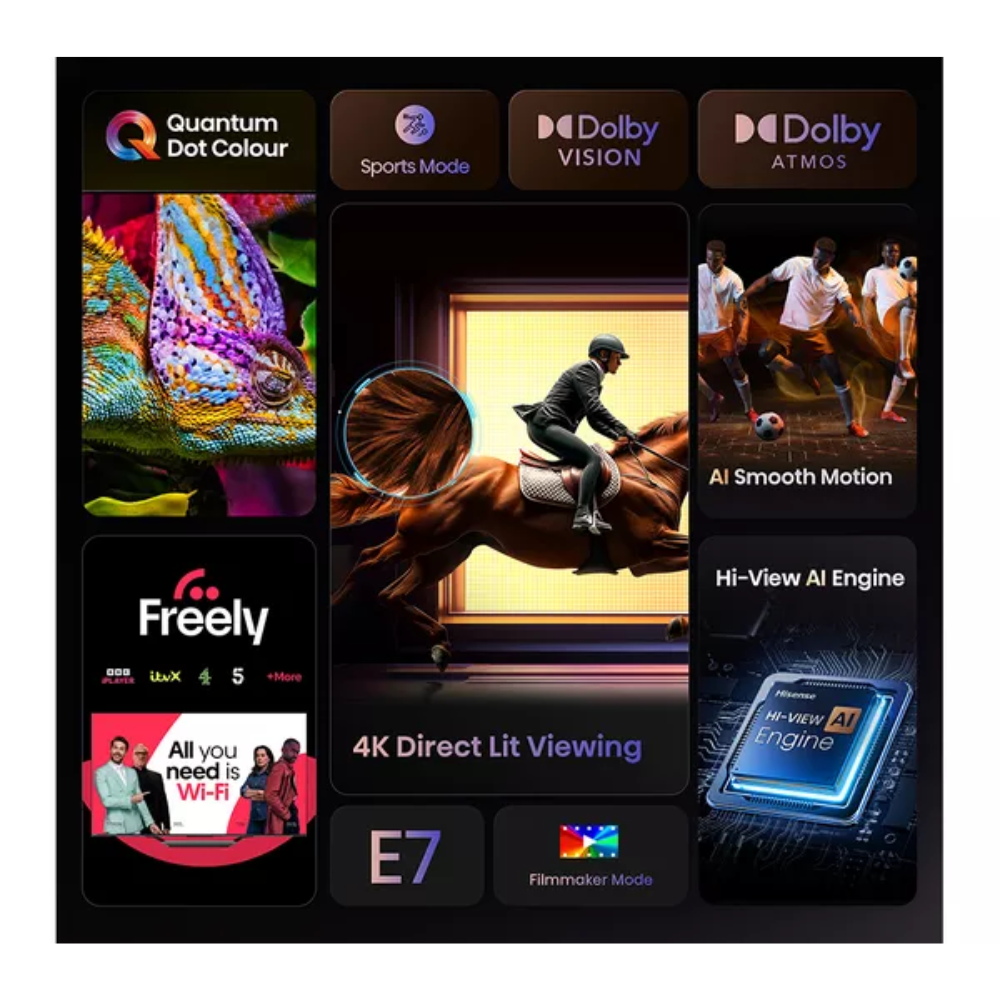 HISENSE E7Q 55" QLED 4K Smart AI TV with Freely - 55E7QTUK