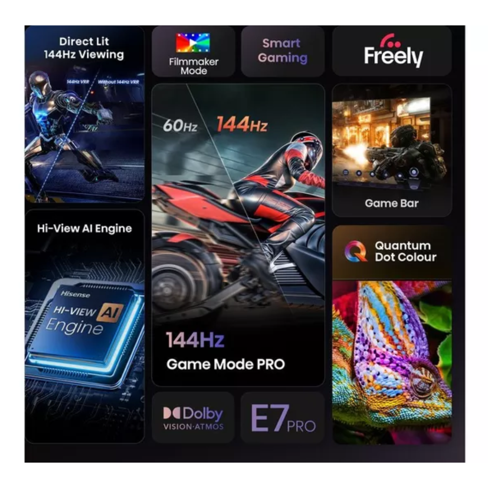 HISENSE E7Q PRO 65" QLED 4K HDR Smart TV with Freely - 65E7QTUK PRO