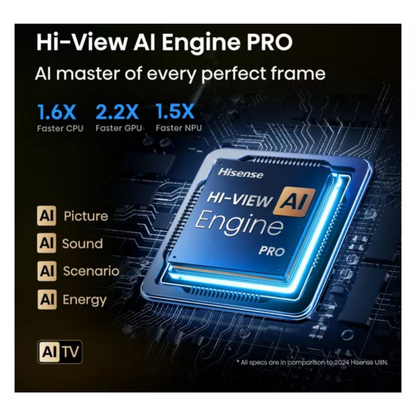 HISENSE U8Q 65" Mini LED 4K 165Hz Smart AI TV with Freely - 65U8QTUK