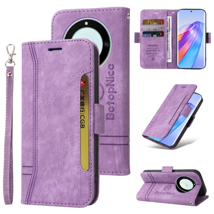 Pour Honor X9a 5G / X40 5G / Magic5 Lite BETOPNICE Étui de Téléphone en Cuir à Double Boucle (Violet)