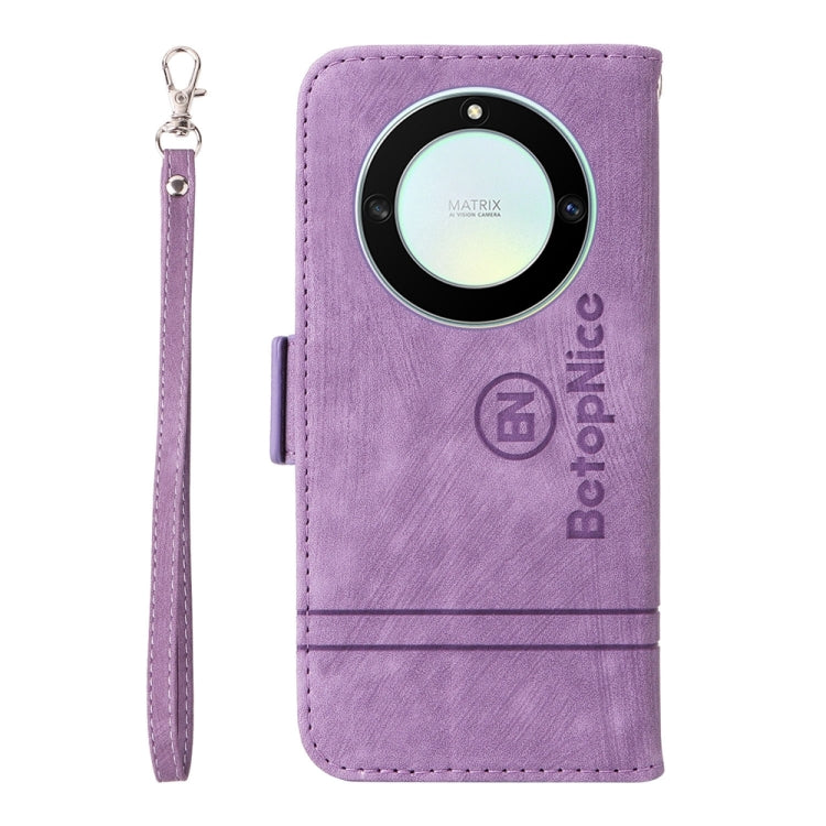 Pour Honor X9a 5G / X40 5G / Magic5 Lite BETOPNICE Étui de Téléphone en Cuir à Double Boucle (Violet)