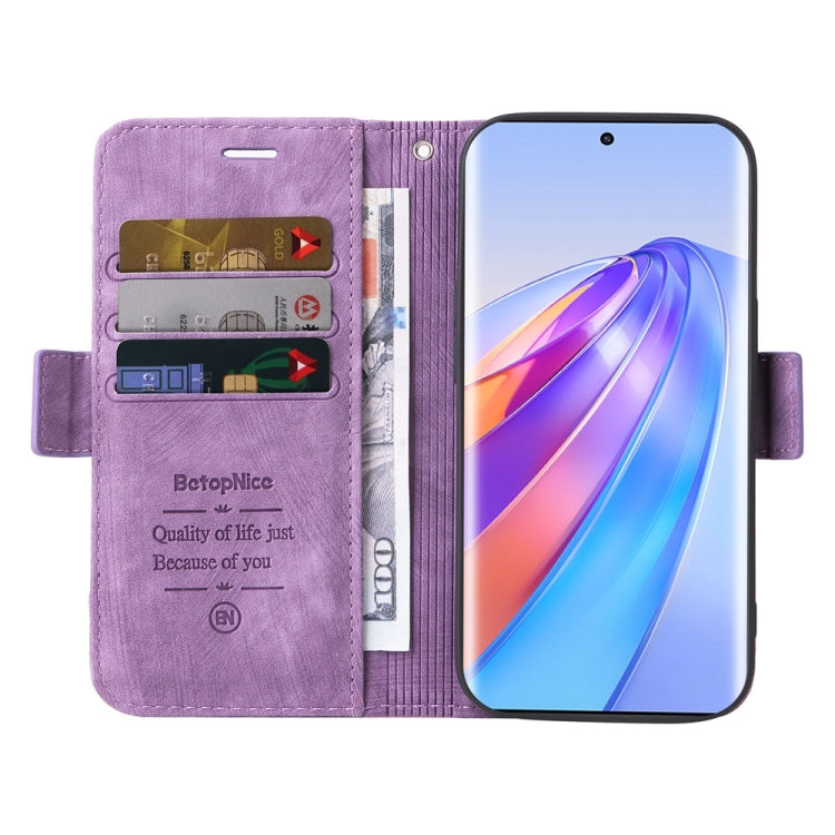 Pour Honor X9a 5G / X40 5G / Magic5 Lite BETOPNICE Étui de Téléphone en Cuir à Double Boucle (Violet)