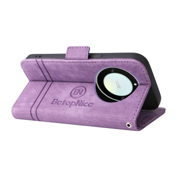 Pour Honor X9a 5G / X40 5G / Magic5 Lite BETOPNICE Étui de Téléphone en Cuir à Double Boucle (Violet)