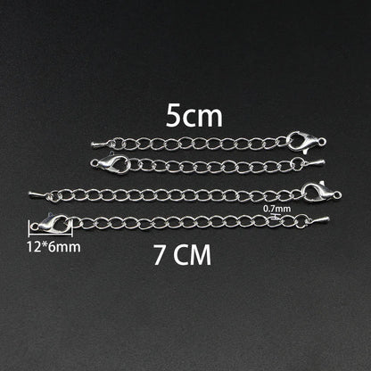 10pcs/lot 50 70mm Tone Extended Extension Tail Chain Lobster Clasps Connector For DIY Bracelet Necklace Jewelry Making Findings