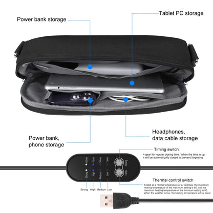 HAWEEL Messenger Shoulder Small Bag Digital Tablet Phone Warmer Storage Bag with Hand Warmer(Black)