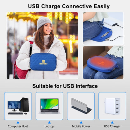HAWEEL Messenger Shoulder Small Bag Digital Tablet Phone Warmer Storage Bag with Hand Warmer(Blue)