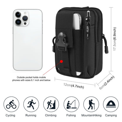 HAWEEL Sac de Taille de Randonnée, Sac de Sport de Plein Air pour Moto, Pochette de Téléphone 7.0 Pouces (Noir)