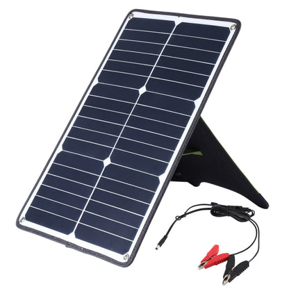 Chargeur panneau solaire monocristallin portable HAWEEL 20W, avec port USB et support et pince crocodile, compatible QC3.0 et AFC (noir)