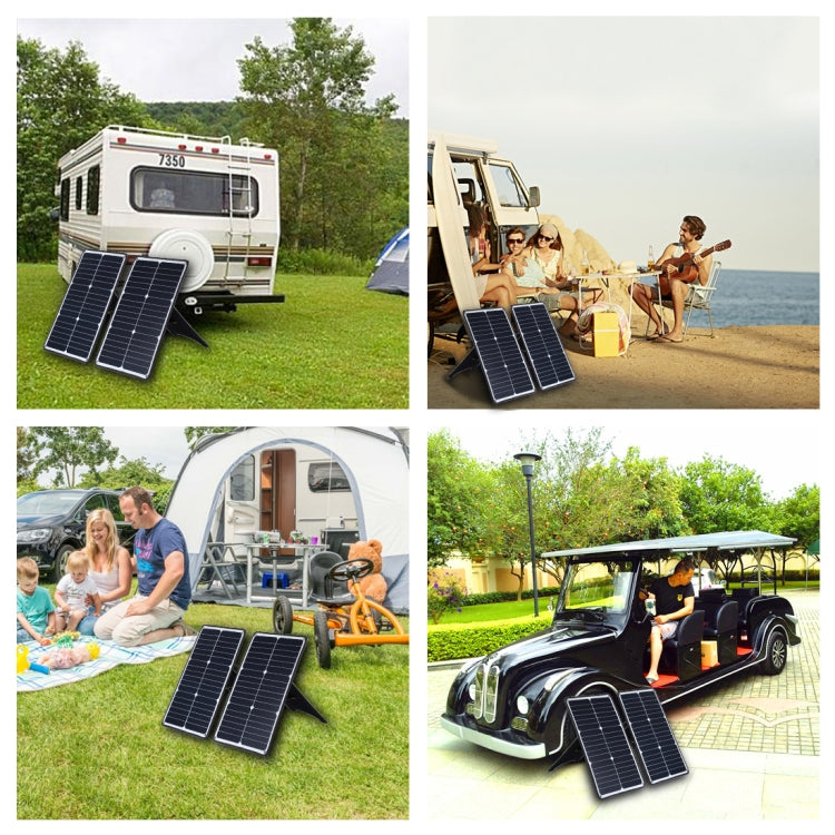 Chargeur panneau solaire monocristallin portable HAWEEL 20W, avec port USB et support et pince crocodile, compatible QC3.0 et AFC (noir)