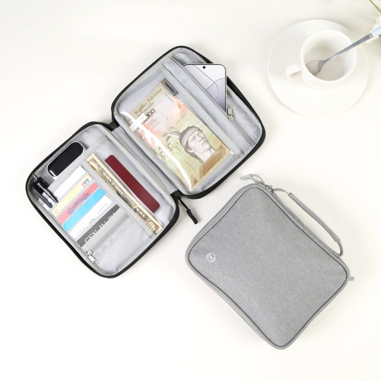 HAWEEL Passport Wallet Document Organizer Credit Cards Case Bag with Handle (Grey)