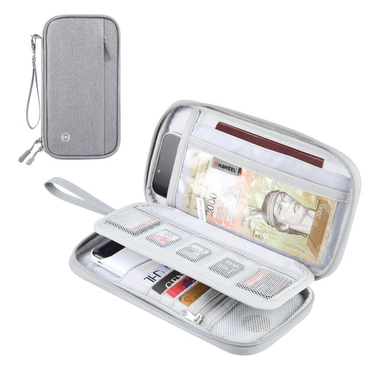 HAWEEL Sac Pochette Portefeuille Passeport Organisateur de Documents Étui Cartes de Crédit (Gris)