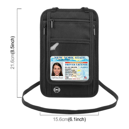 HAWEEL Pochette tour de cou passeport portefeuille organisateur de documents étui cartes de crédit (noir)