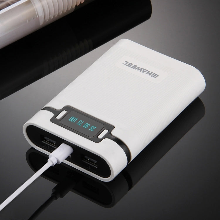 [US Warehouse] HAWEEL DIY 4 x 18650 Battery (Not Included) 10000mAh Power Bank Shell Box with 2 x USB Output & Display for iPhone, Galaxy, Sony, HTC, Google, Huawei, Xiaomi, Lenovo and other Smartphones(White)