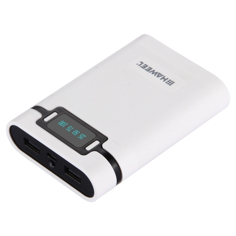 [US Warehouse] HAWEEL DIY 4 x 18650 Battery (Not Included) 10000mAh Power Bank Shell Box with 2 x USB Output & Display for iPhone, Galaxy, Sony, HTC, Google, Huawei, Xiaomi, Lenovo and other Smartphones(White)