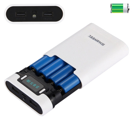 [US Warehouse] HAWEEL DIY 4 x 18650 Battery (Not Included) 10000mAh Power Bank Shell Box with 2 x USB Output & Display for iPhone, Galaxy, Sony, HTC, Google, Huawei, Xiaomi, Lenovo and other Smartphones(White)