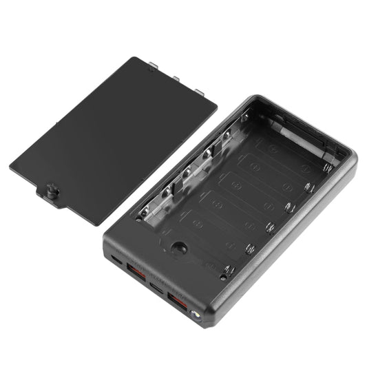 HAWEEL DIY 6 x 18650 Battery 24W Fast Charge Power Bank Box Case with Display, Not Include Battery (Black)