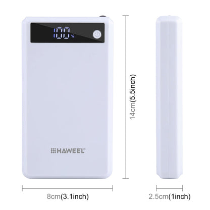 Boîtier de batterie externe HAWEEL DIY 6 x 18650 24W à charge rapide avec affichage, batterie non incluse (blanc)