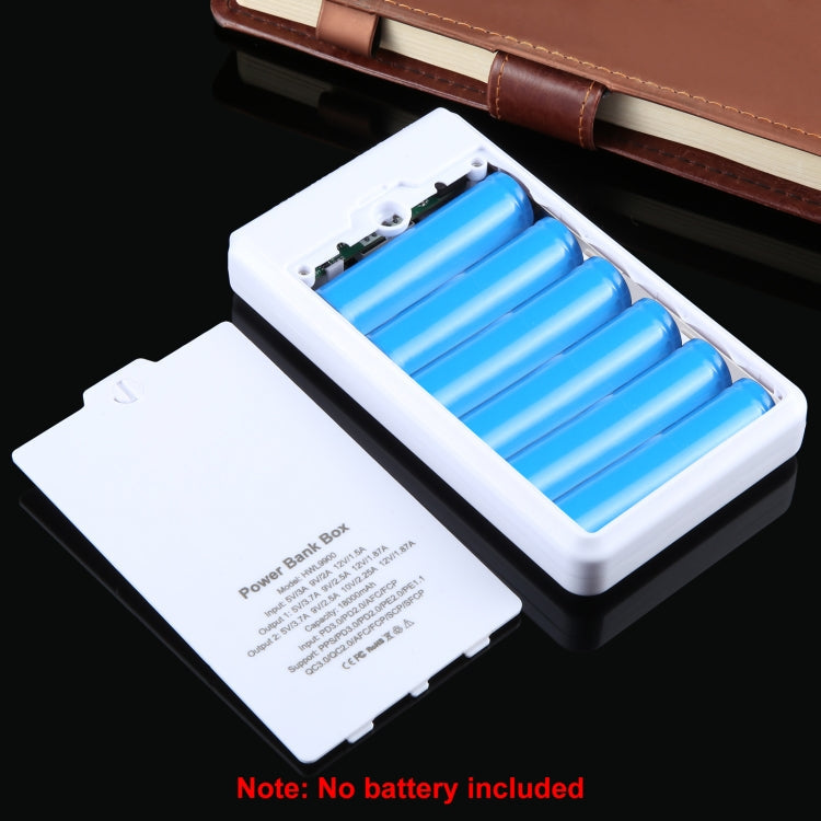 Boîtier de batterie externe HAWEEL DIY 6 x 18650 24W à charge rapide avec affichage, batterie non incluse (blanc)
