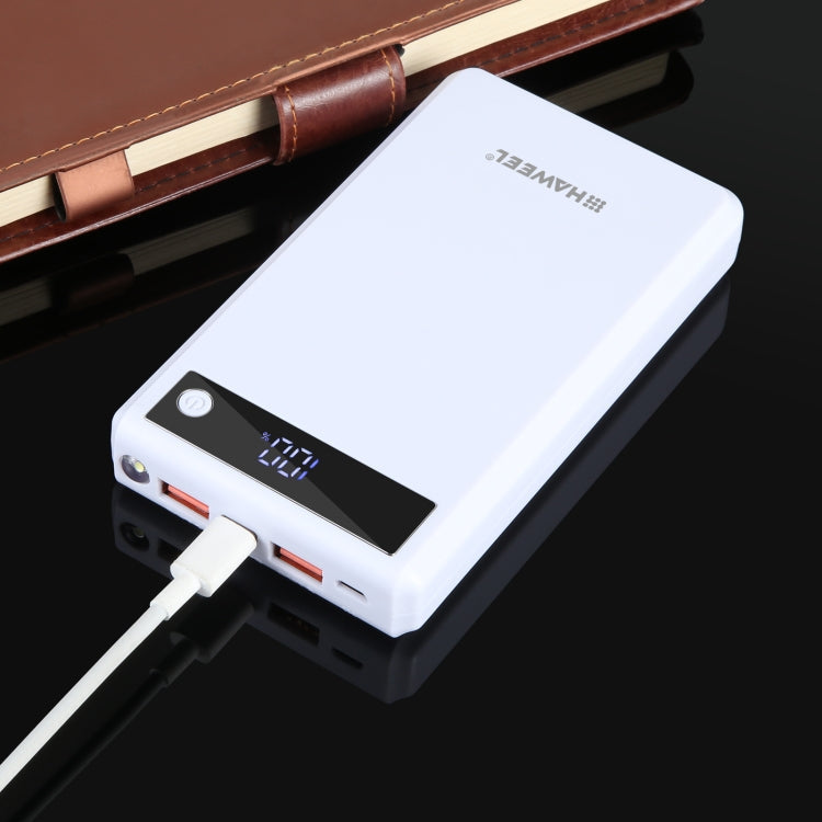 Boîtier de batterie externe HAWEEL DIY 6 x 18650 24W à charge rapide avec affichage, batterie non incluse (blanc)