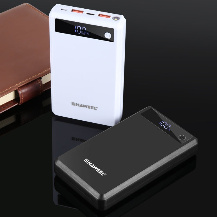Boîtier de batterie externe HAWEEL DIY 6 x 18650 24W à charge rapide avec affichage, batterie non incluse (blanc)