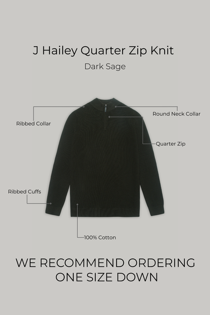 J Hailey Quarter Zip Knit -  Dark Sage