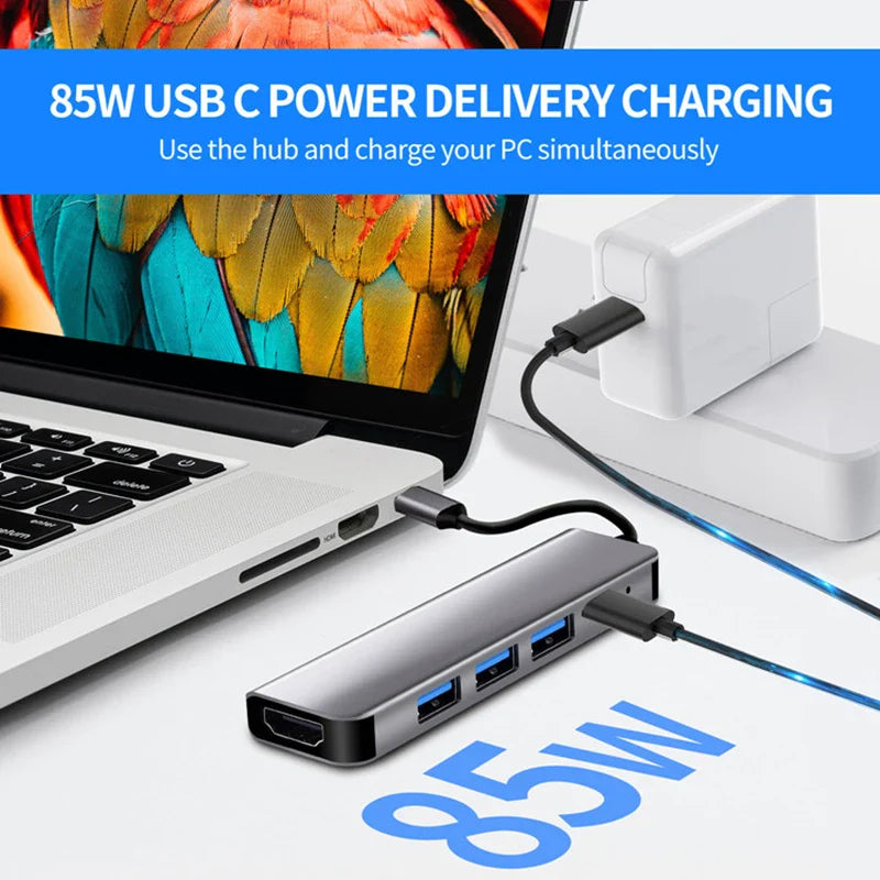 USB C Hub to 4K HDMI-Compatible USB 3.0 2.0 Type C PD Charging Dock for MacBook iPad Samsung S10 Dex TV Mouse Keyboard U Disk