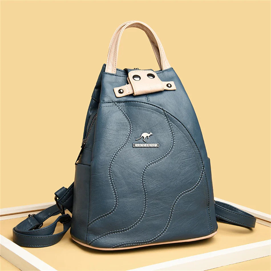 Sacs à dos en cuir pour femmes, sac de poitrine zippé pour femmes, sac à dos de voyage, sacs à dos pour dames, mochilas, sacs d'école pour adolescentes, sac à dos