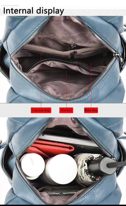 Sacs à dos en cuir pour femmes, sac de poitrine zippé pour femmes, sac à dos de voyage, sacs à dos pour dames, mochilas, sacs d'école pour adolescentes, sac à dos