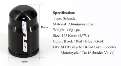 2pcs GUB Aluminum CNC Bicycle Tire Valve Cap MTB Road Bike Tube Tyre Gas Nozzle Cover for AV FV Schrader Presta Valve Dustproof