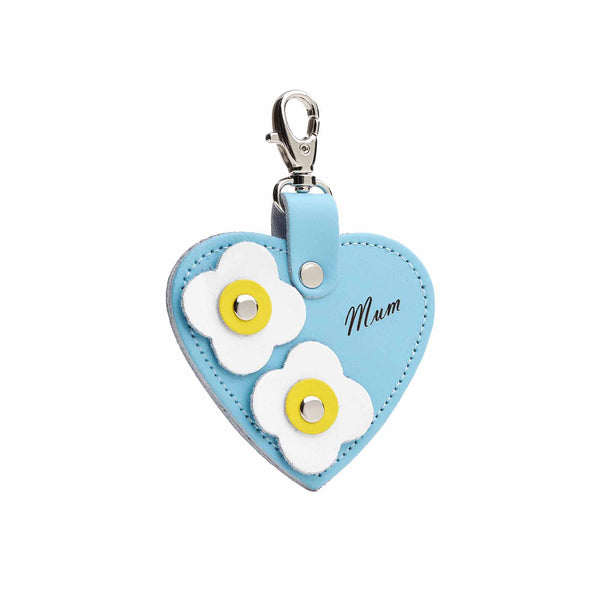Engraved Mum Heart Charm - Pastel Blue