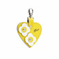 Breloque de sac cœur d'amour - avec gravure « Maman » et appliques florales - Jaune pastel