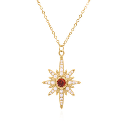 Heidi North Star Birthstone Necklace | 18K Gold Plated