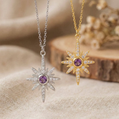 Heidi North Star Birthstone Necklace | 18K Gold Plated