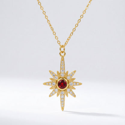 Heidi North Star Birthstone Necklace | 18K Gold Plated